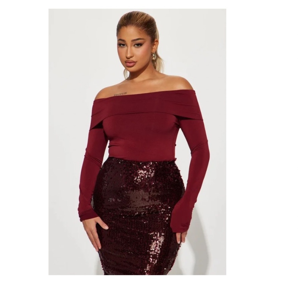 Burgundy Off-Shoulder Top